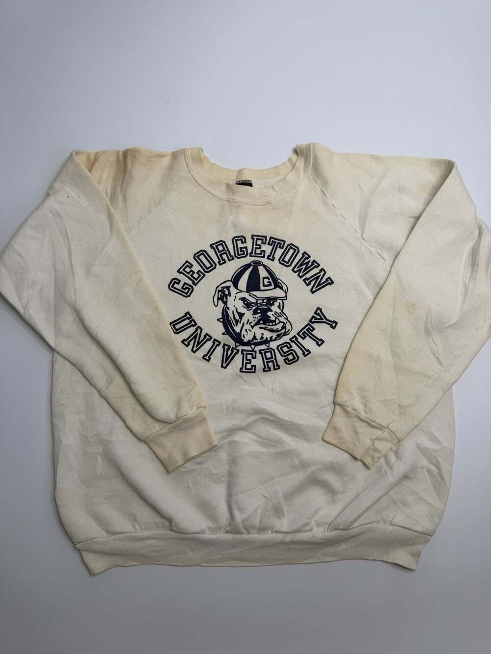 Vintage 80s Screen Stars Georgetown University Hoyas Bulldog Crewneck Sweatshirt